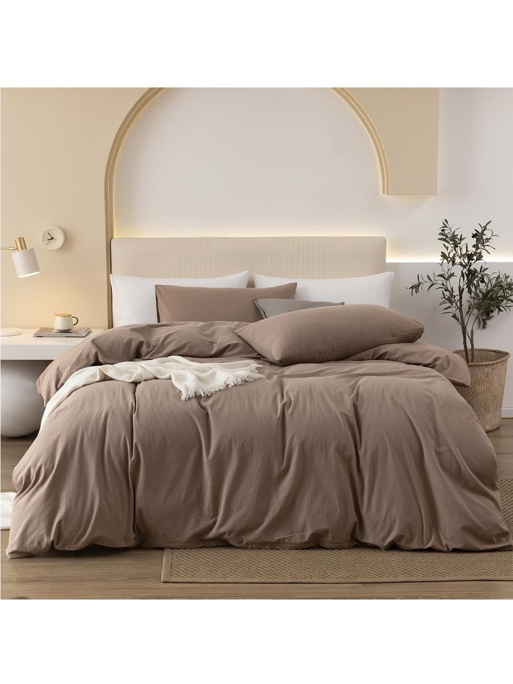 NEW Queen 100% Washed Cotton Duvet Cover Set, 3-Piece, Relaxed Linen Feel